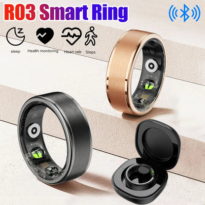 Smart Ring Fitness Tracker - Moniteur de Pression Artérielle, Oxygène dans le Sang, Fréquence Cardiaque, Compatible Bluetooth 5.0, Suivi du Sommeil, Étanche, Suivi des Pas pour Hommes et Femmes, pour Android et iOS