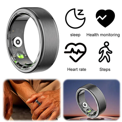 Smart Ring Fitness Tracker - Moniteur de Pression Artérielle, Oxygène dans le Sang, Fréquence Cardiaque, Compatible Bluetooth 5.0, Suivi du Sommeil, Étanche, Suivi des Pas pour Hommes et Femmes, pour Android et iOS