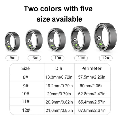 Smart Ring Fitness Tracker - Moniteur de Pression Artérielle, Oxygène dans le Sang, Fréquence Cardiaque, Compatible Bluetooth 5.0, Suivi du Sommeil, Étanche, Suivi des Pas pour Hommes et Femmes, pour Android et iOS